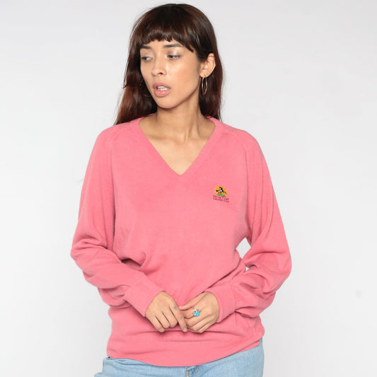 00s Horse Thief Country Club Pink V-Neck Knit Sweater Large