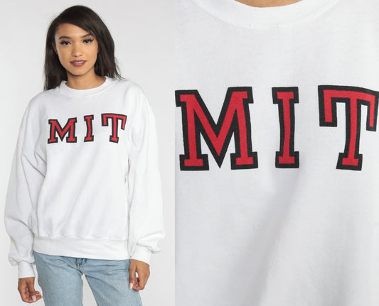 90s MIT Beavers Champion Sweatshirt White Graphic Crewneck Extra Large