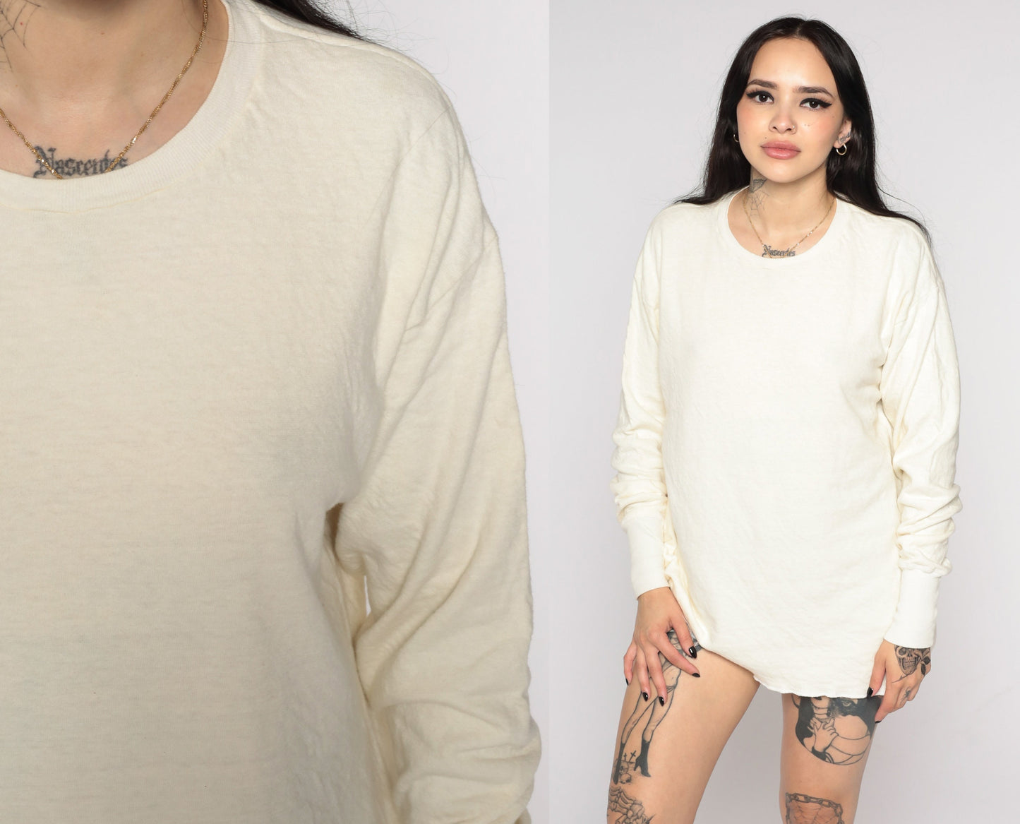 80s Jockey Thermal Undershirt Cream Long Sleeve Extra Large