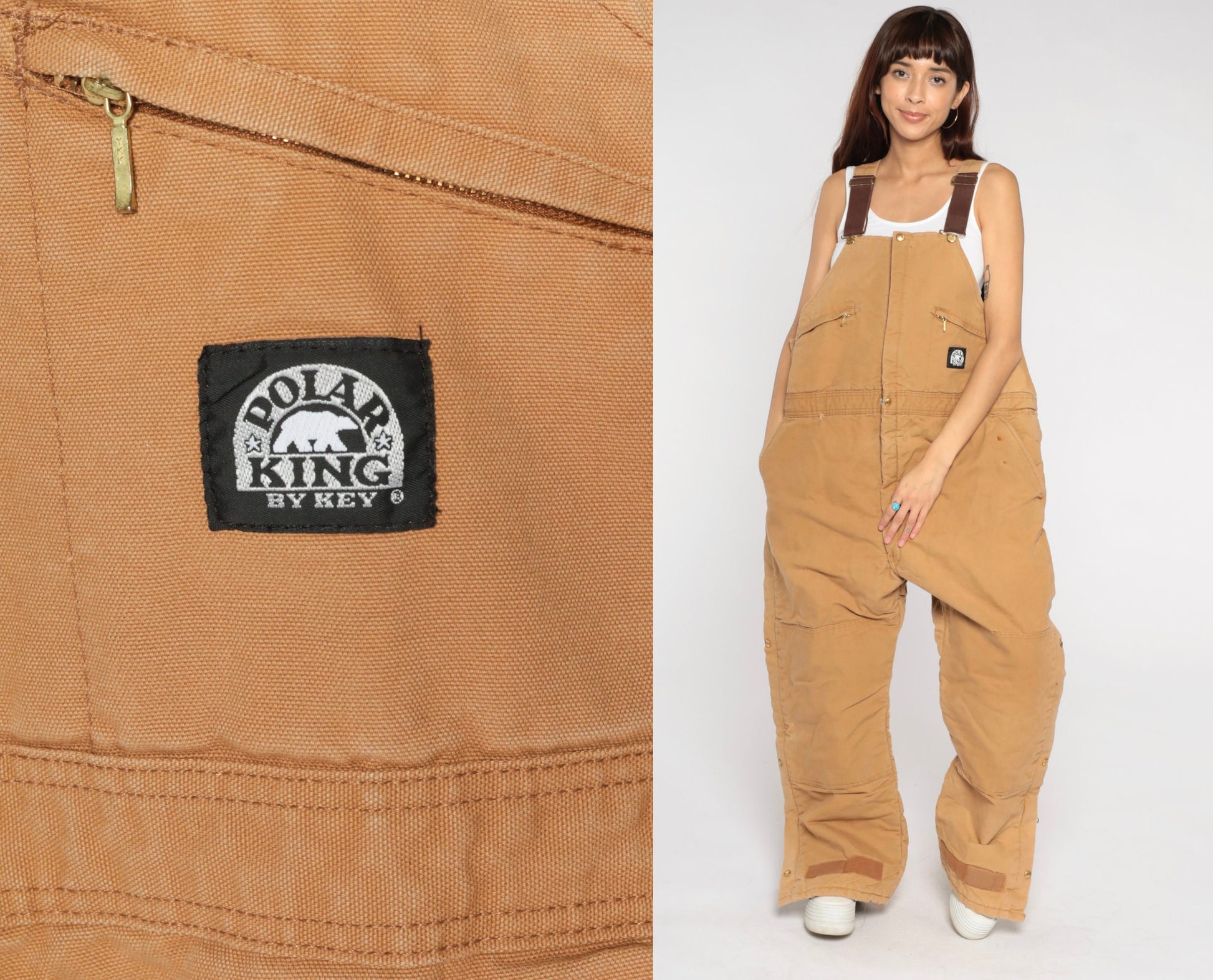 90s Polar King Tan Insulated Coveralls Workwear Jumpsuit Men's Large 44