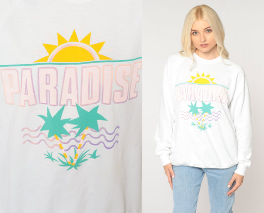 80s Tropical Beach Sunset Paradise Sweatshirt Graphic Crewneck Extra Large XXL