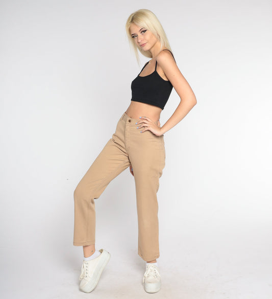 70s Wrangler Tan High-Waist Bootcut Trousers Small S