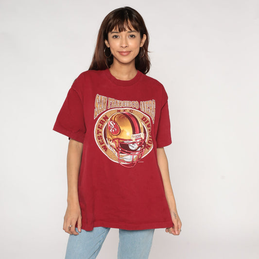 90s San Francisco 49ers NFL Football T-Shirt Red Single Stitch Extra Large