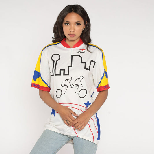 90s Aussie Cycling Jersey Tandem Bicycle Graphic Tee White Extra Extra Large XXL