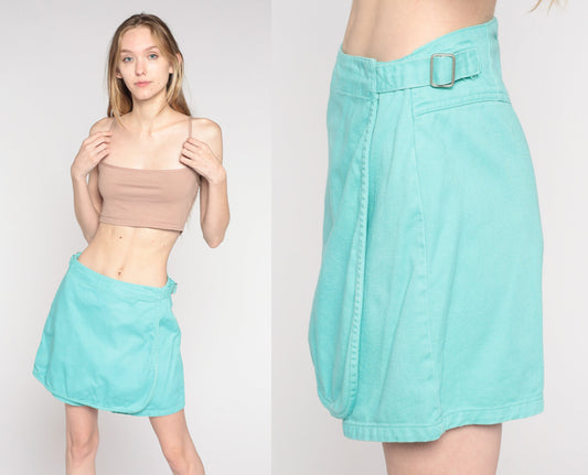 90s Sostanza Mint Green High-Waisted Mini Skort Small S
