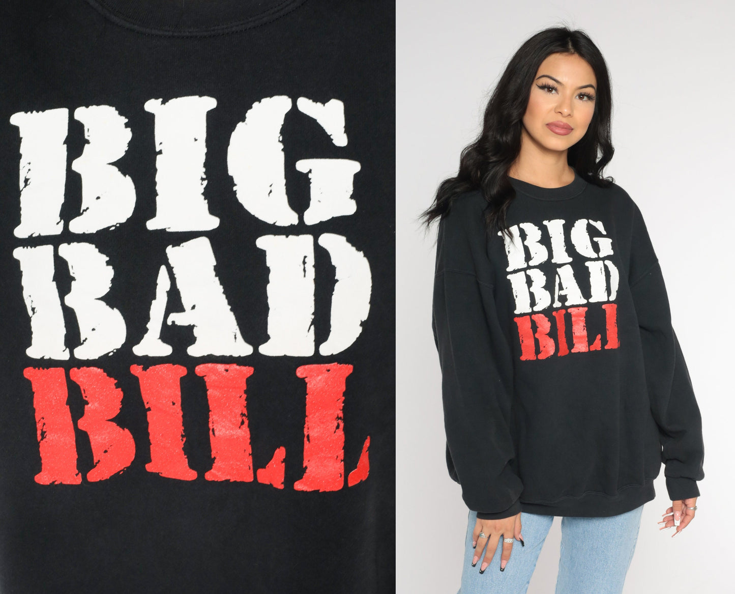 90s Big Bad Bill Graphic Sweatshirt Lee Black Crewneck Extra Large XXL