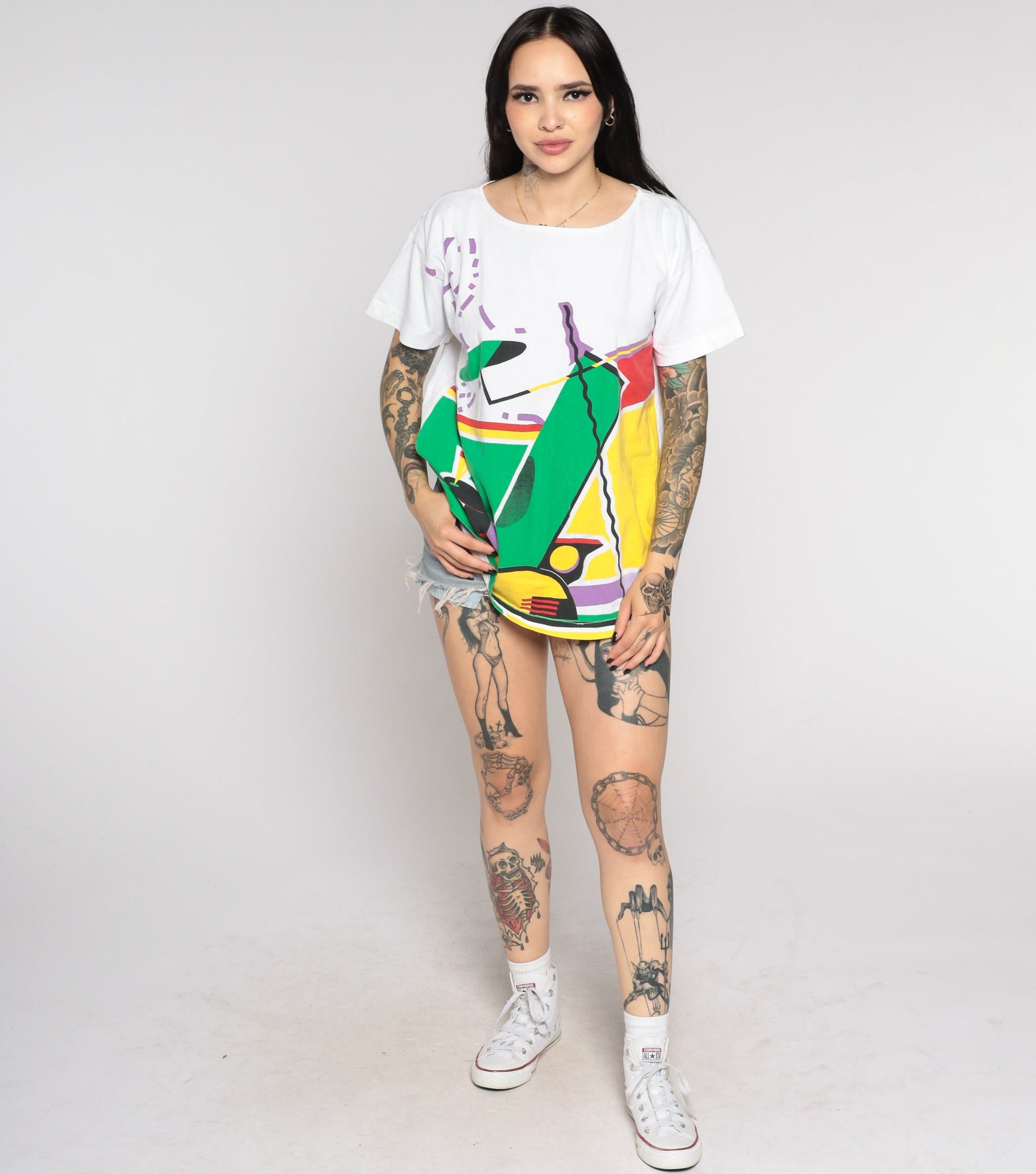 00s Golf Bag Graphic T-Shirt White Stylized Club Print Large L