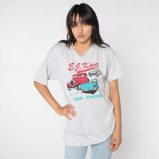 1991 EJ Karz Car Show Graphic T-Shirt Grey Single Stitch Extra Large XL