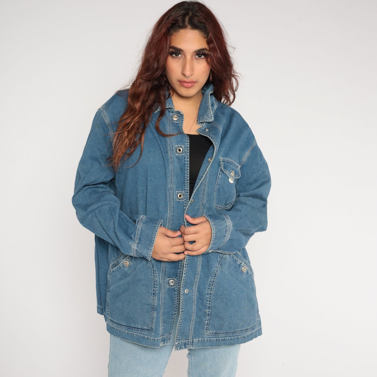 00s Lauren Jeans Co. Blue Denim Snap Jacket Plus Size XXL