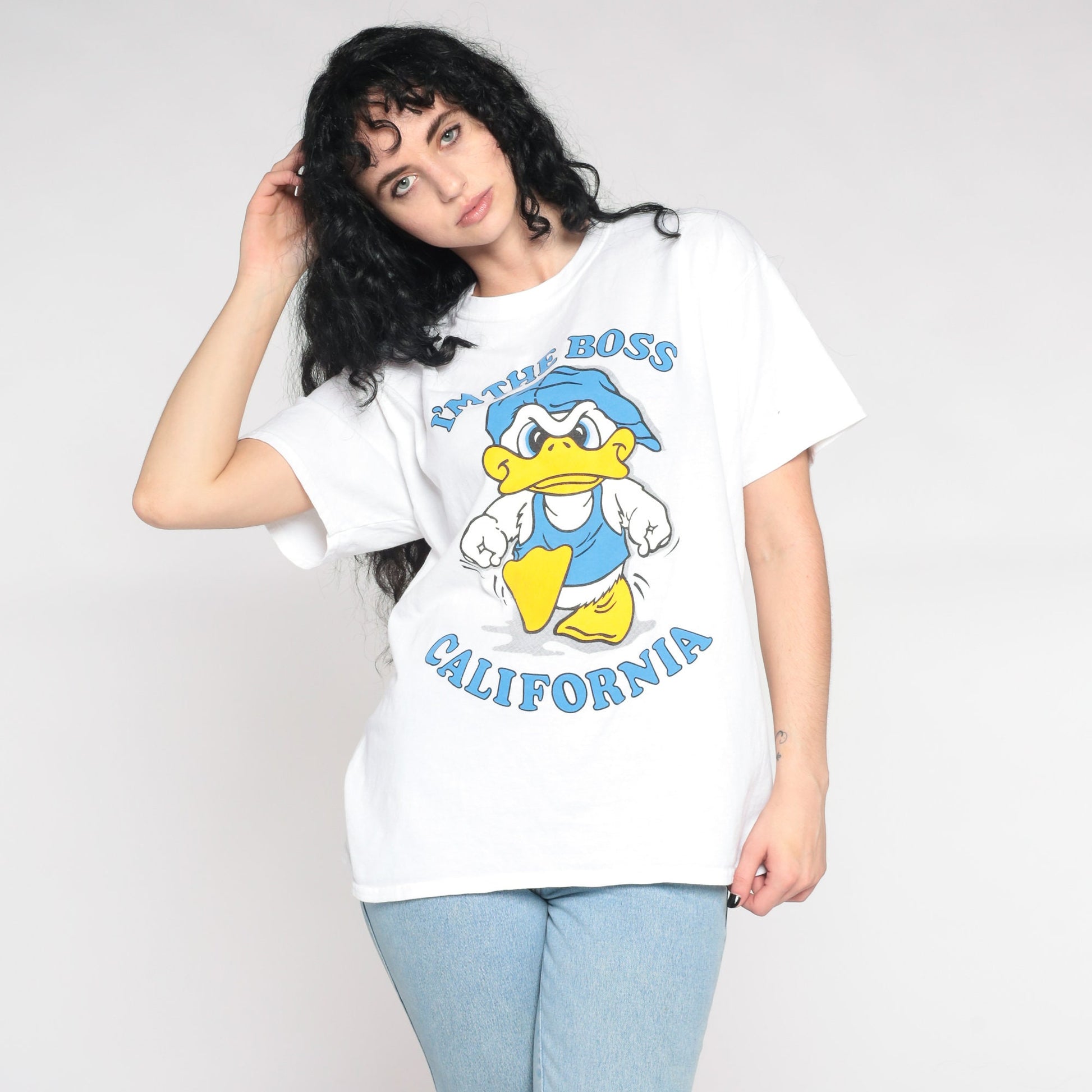 00s California Duck Graphic T-Shirt I'm The Boss White Medium