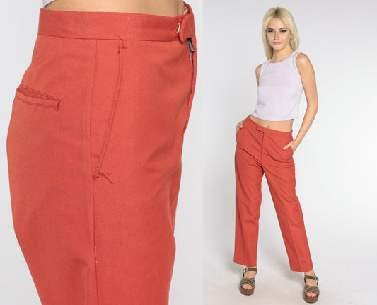70s Terracotta High-Rise Straight Leg Trousers Small S