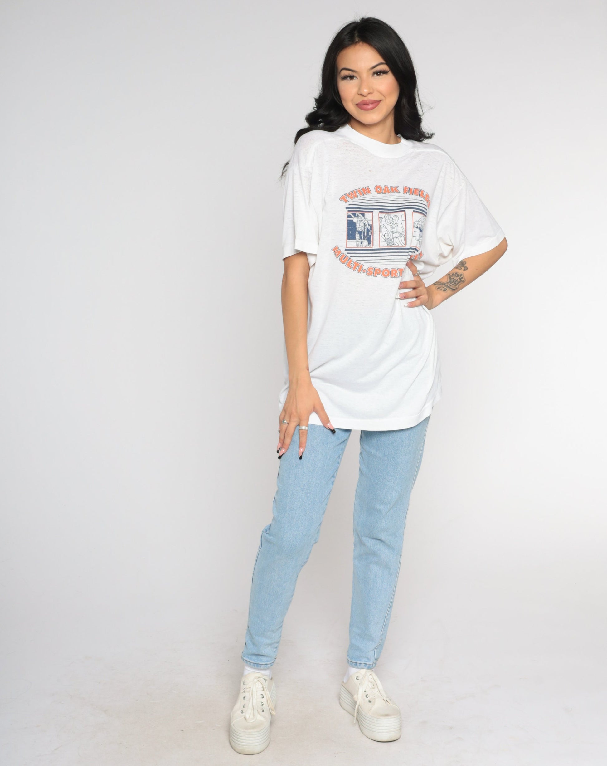 90s Twin Oak Fields Sports Tournament Champions Graphic Tee White Large