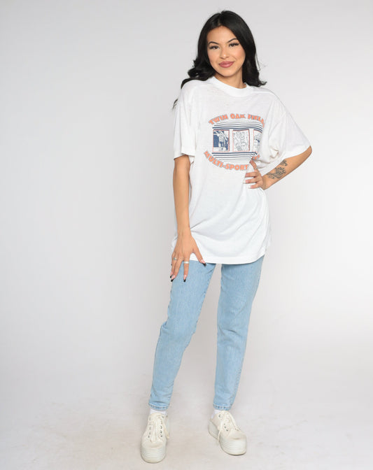 90s Twin Oak Fields Sports Tournament Champions Graphic Tee White Large