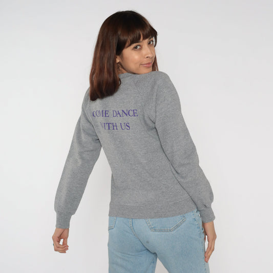 90s Roseville School of Dance Raglan Sweatshirt Grey Graphic Crewneck Small