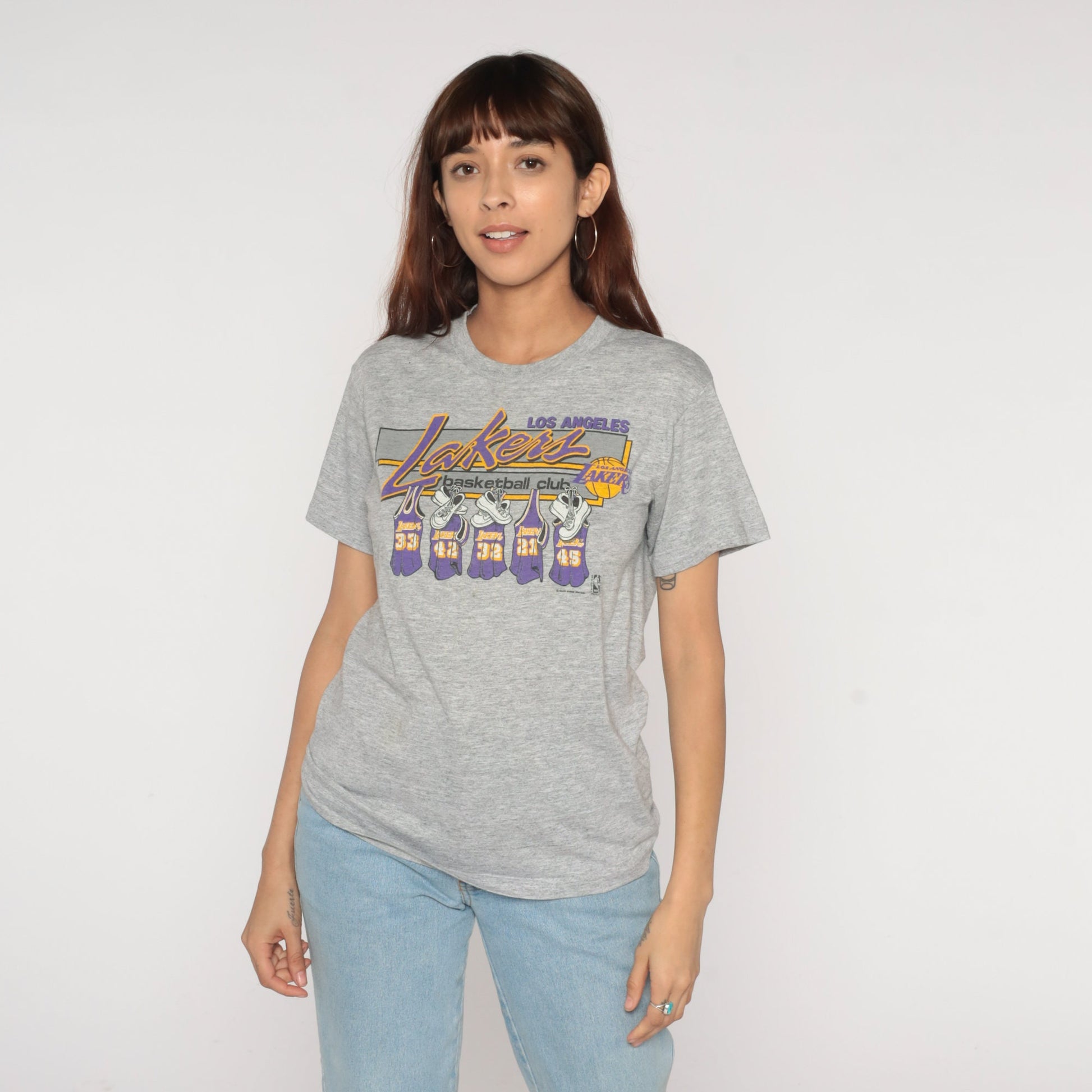 80s LA Lakers Basketball Club Graphic Tee NBA Small
