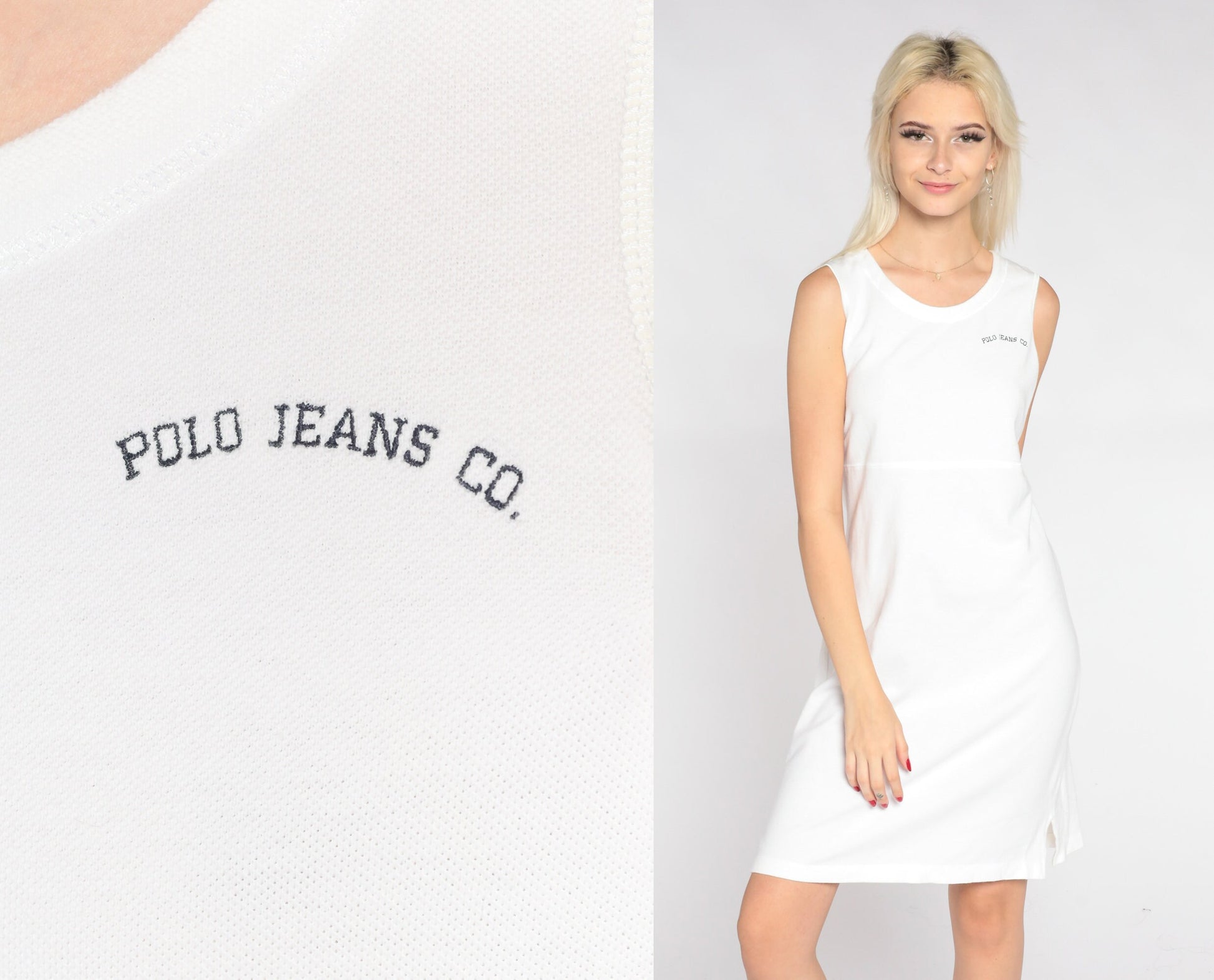 Y2K Polo Jeans White Mini Tank Dress Ralph Lauren Medium M