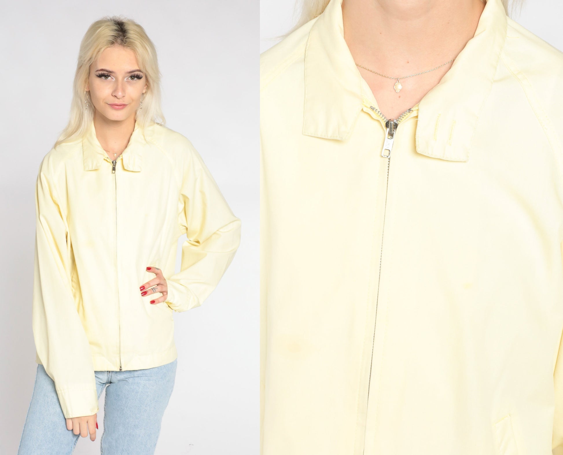 80s Sears Yellow Windbreaker Zip-Up Jacket Medium Large