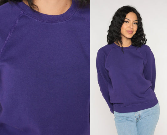 90s Purple Raglan Sweatshirt Crewneck Pullover Small S