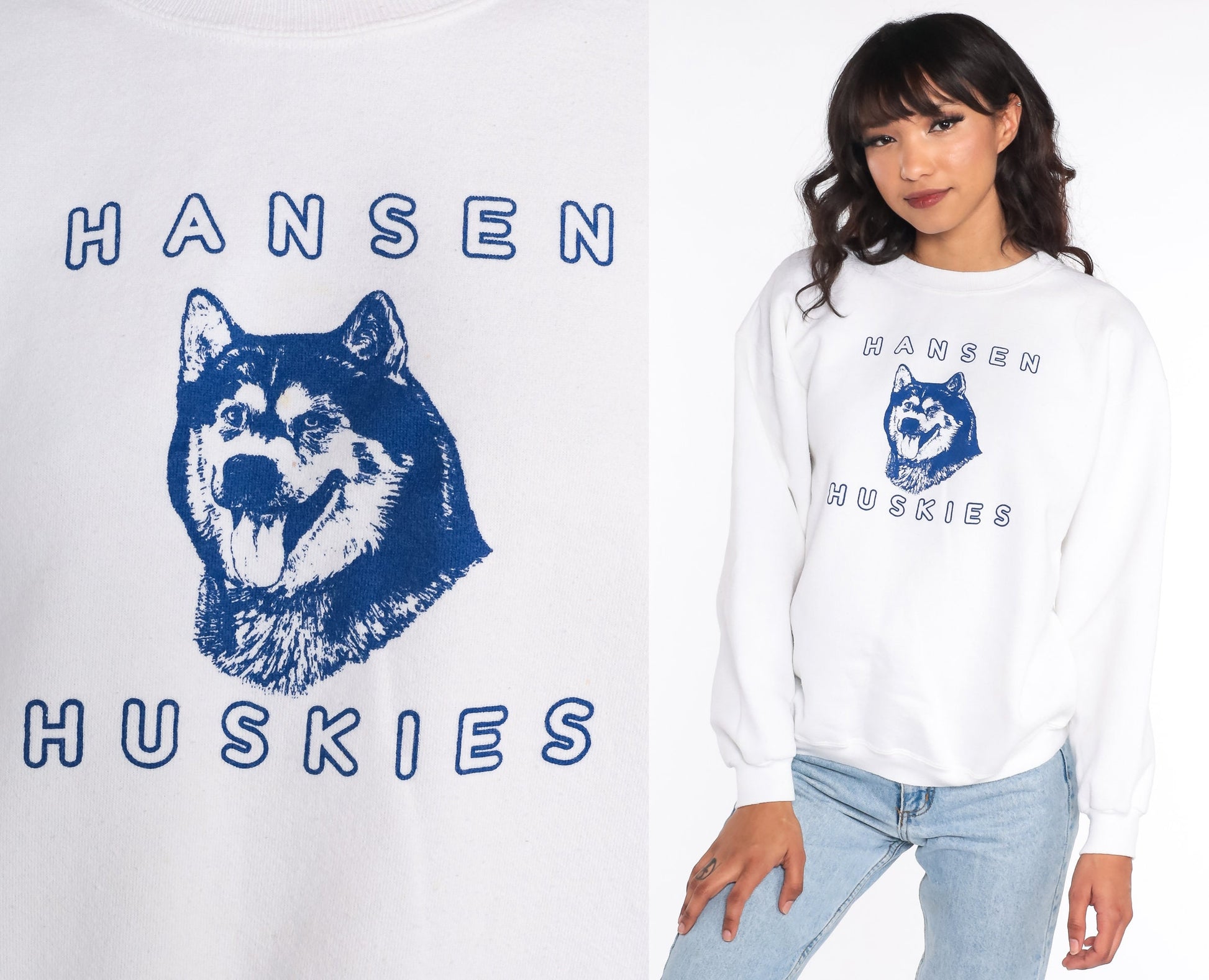 90s Hansen Huskies Anaheim California Elementary School Sweatshirt White Large L