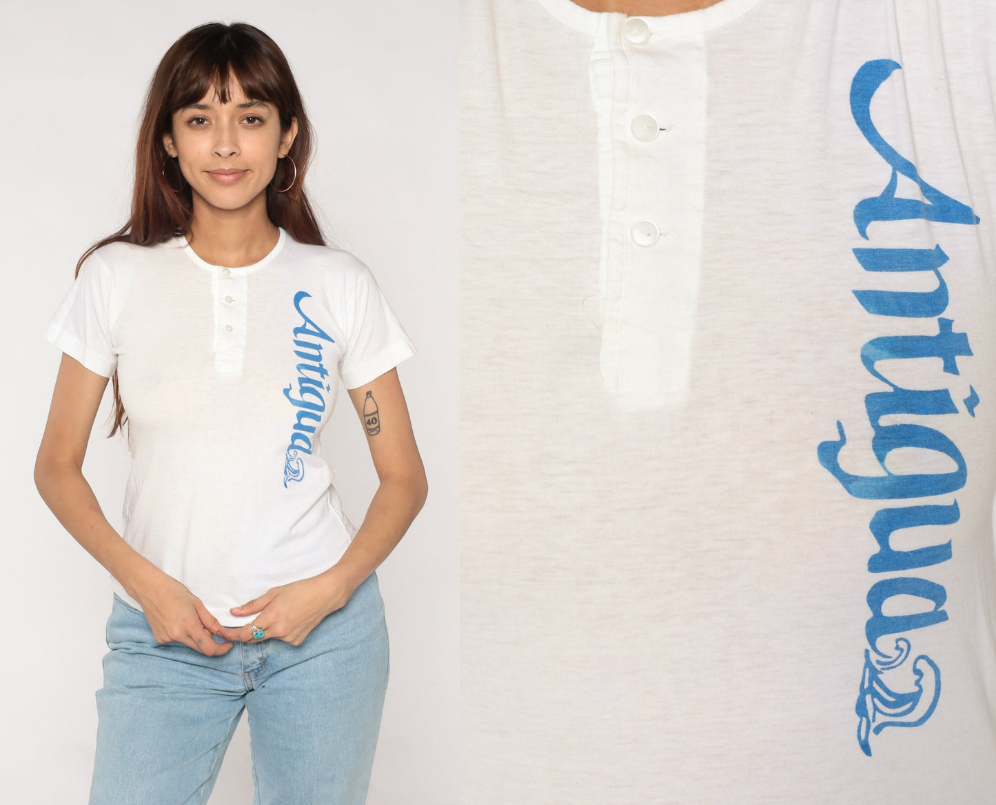 80s Antigua Wave Graphic T-Shirt White Single Stitch Extra Small