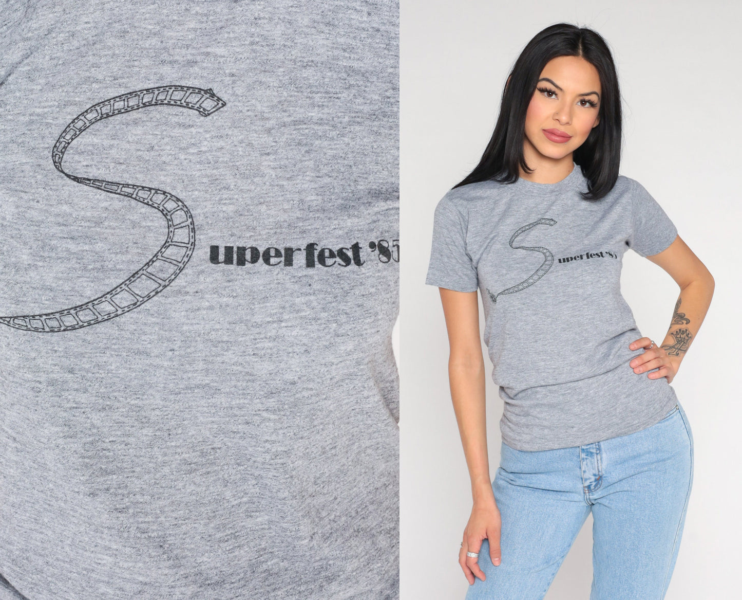 1985 Superfest Disability Film Festival Graphic T-Shirt Heather Grey Extra Small