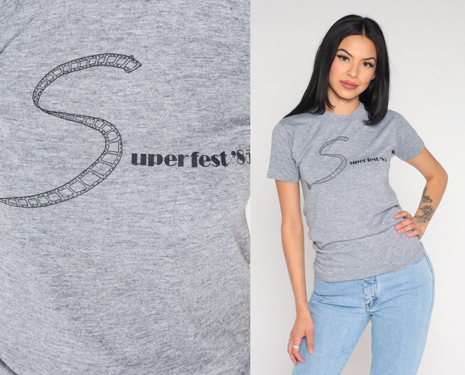 1985 Superfest Disability Film Festival Graphic T-Shirt Heather Grey Extra Small