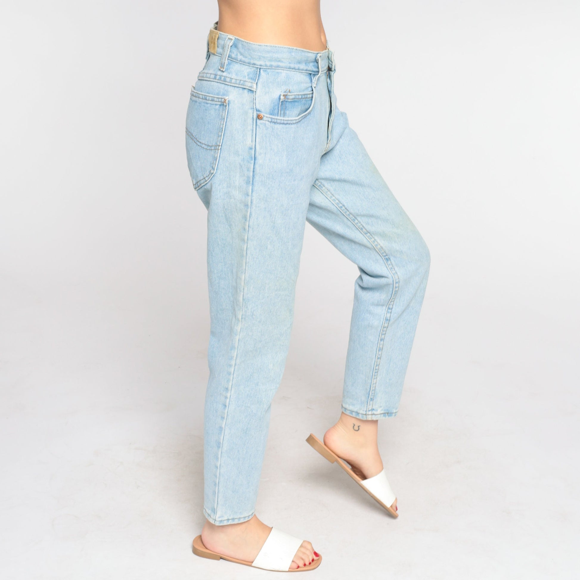 Lee Tapered Jeans 90s Light Wash Mid Rise Denim Blue Petite Medium
