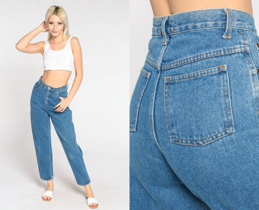 90s High Waist Straight Leg Jeans Blue Denim Small S