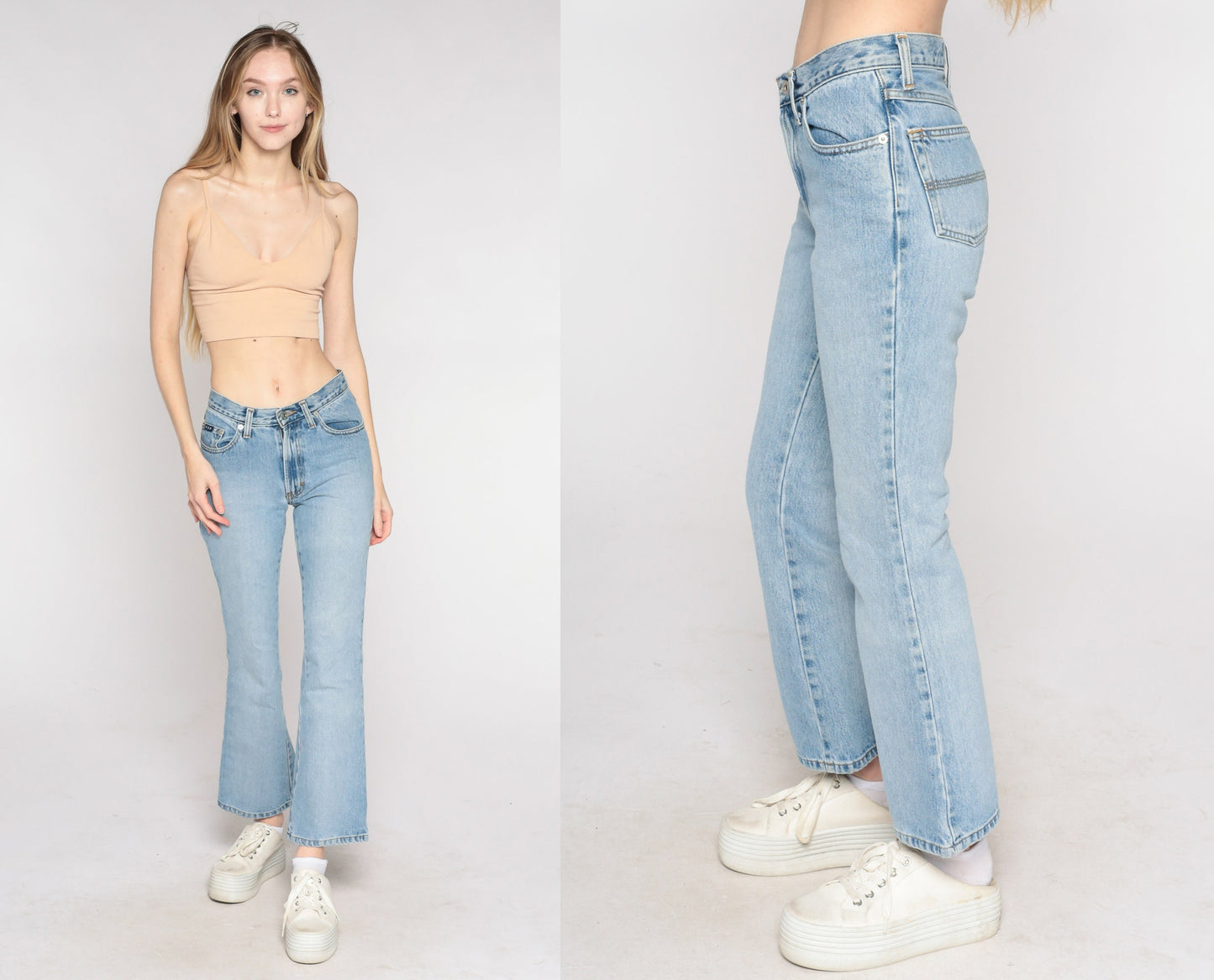 00s Express Bleus Low Rise Flare Jeans Light Wash Denim Petite XS