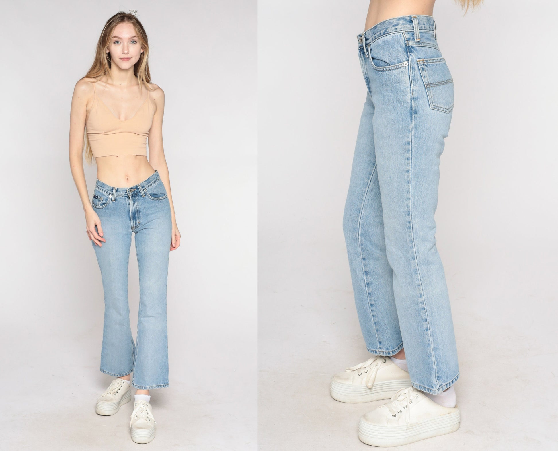 00s Express Bleus Low Rise Flare Jeans Light Wash Denim Petite XS