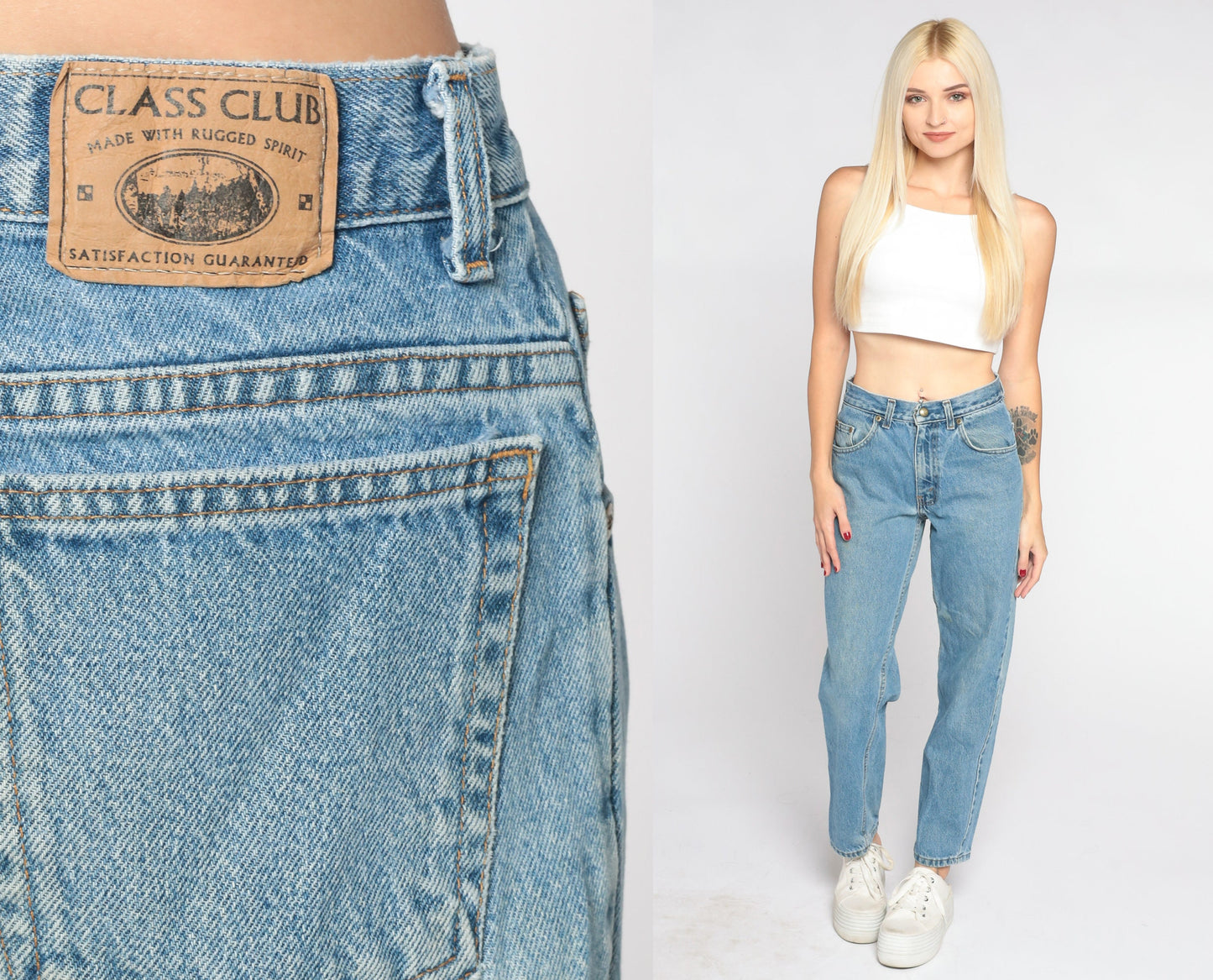 90s Class Club Mid Rise Straight Leg Jeans Blue Denim Small S