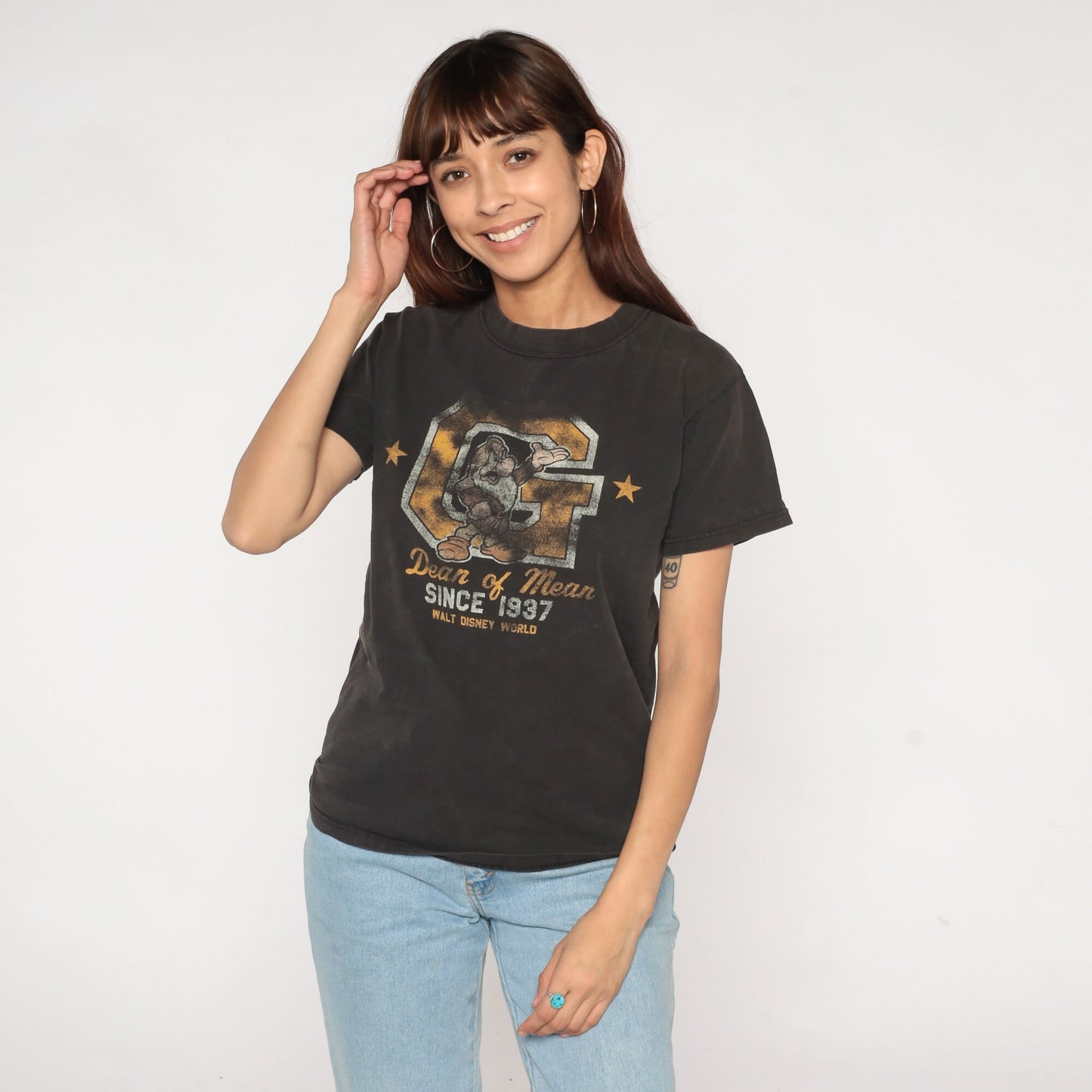 00s Seven Dwarfs Grumpy Walt Disney World Graphic Tee Black Small