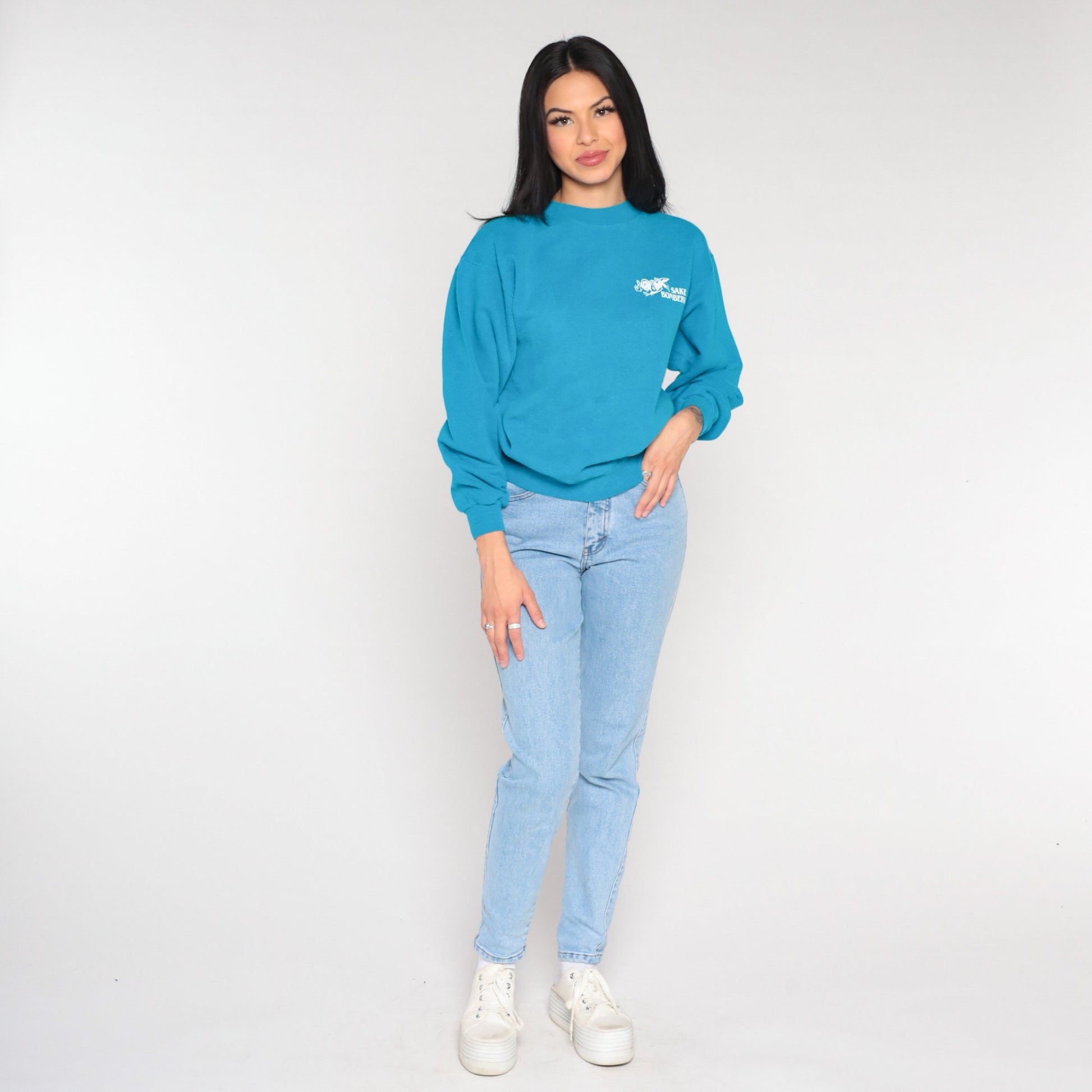 90s Sake Bombers Graphic Sweatshirt Blue Crewneck Medium