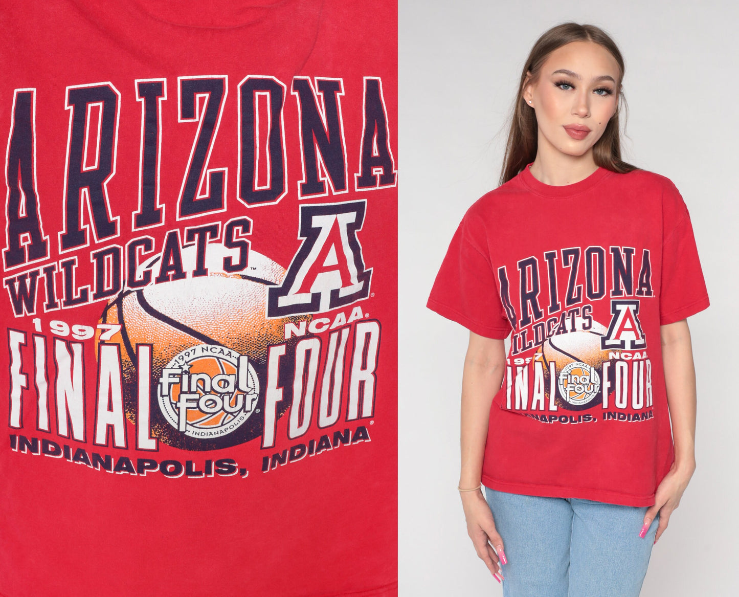 1997 Arizona Wildcats Final Four Championship T-Shirt Vintage 90s NCAA Basketball Medium