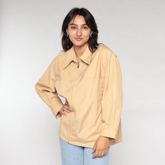 70s Arnold Palmer Tan Windbreaker Zip Jacket Men's Large