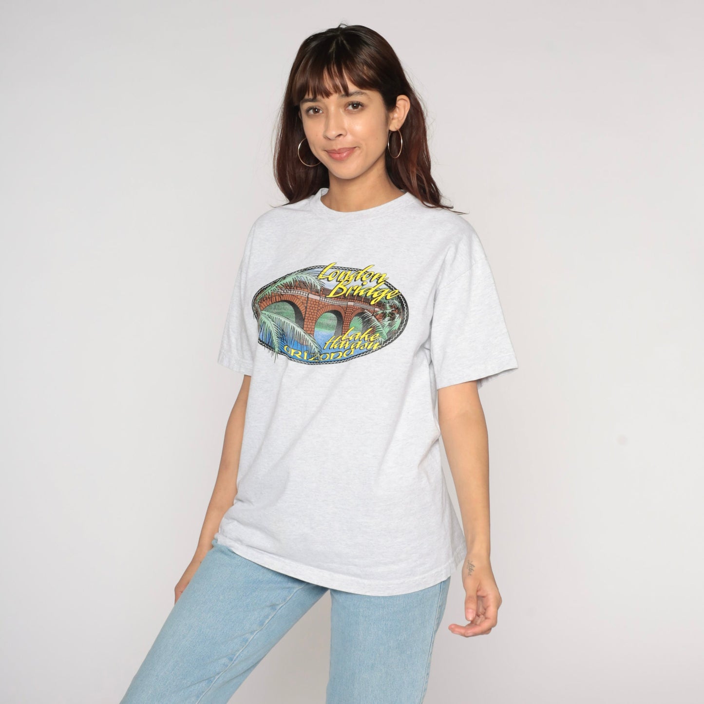 90s Lake Havasu London Bridge Arizona Graphic Tee Heather Grey Medium
