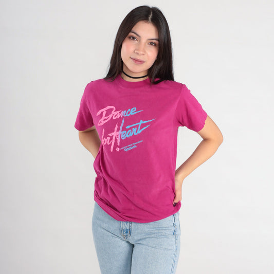 90s Reebok Dance For Heart American Heart Association Graphic Tee Magenta Small