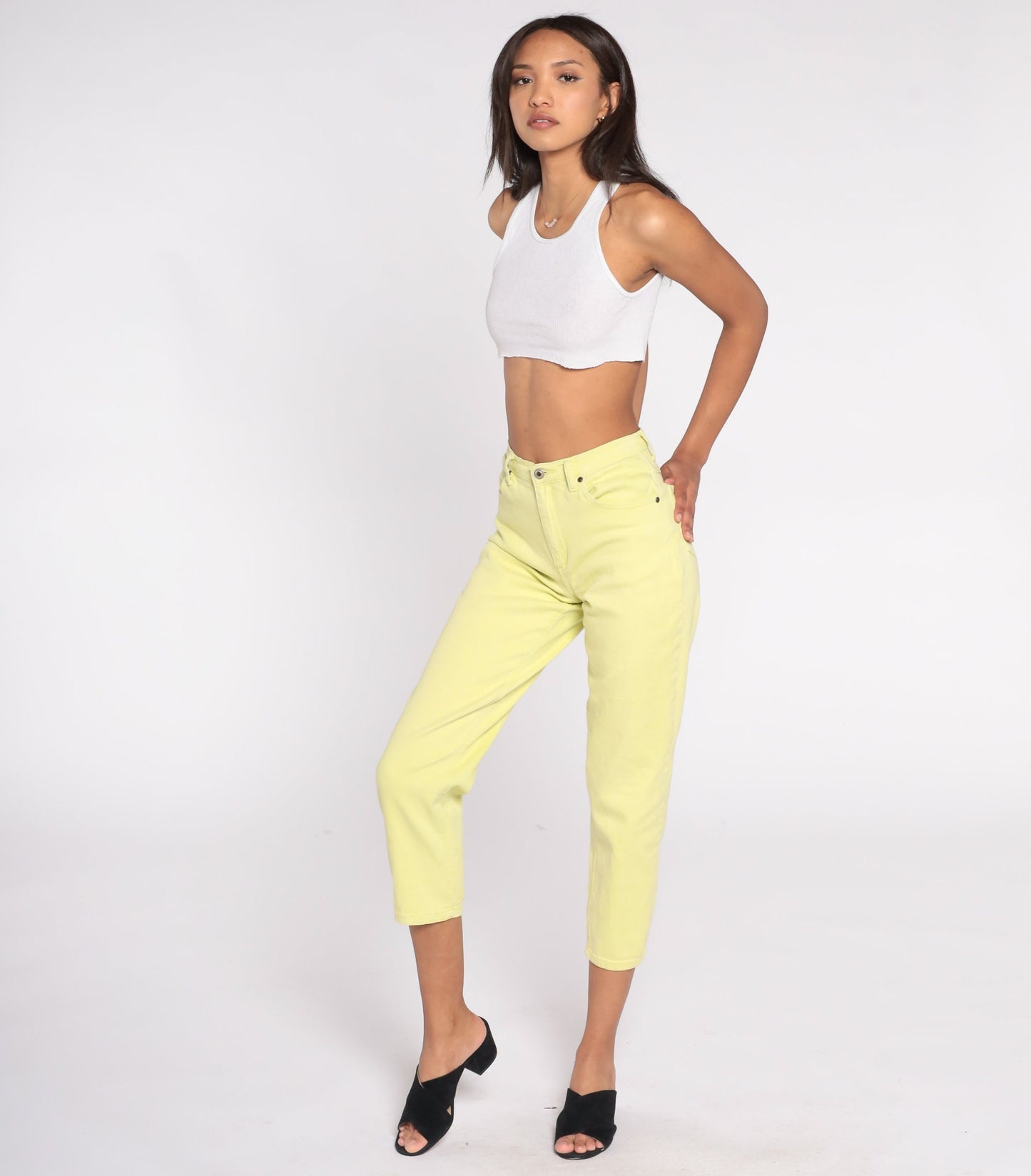 Y2K Coldwater Creek Lime Green High-Rise Skinny Jeans Petite 4