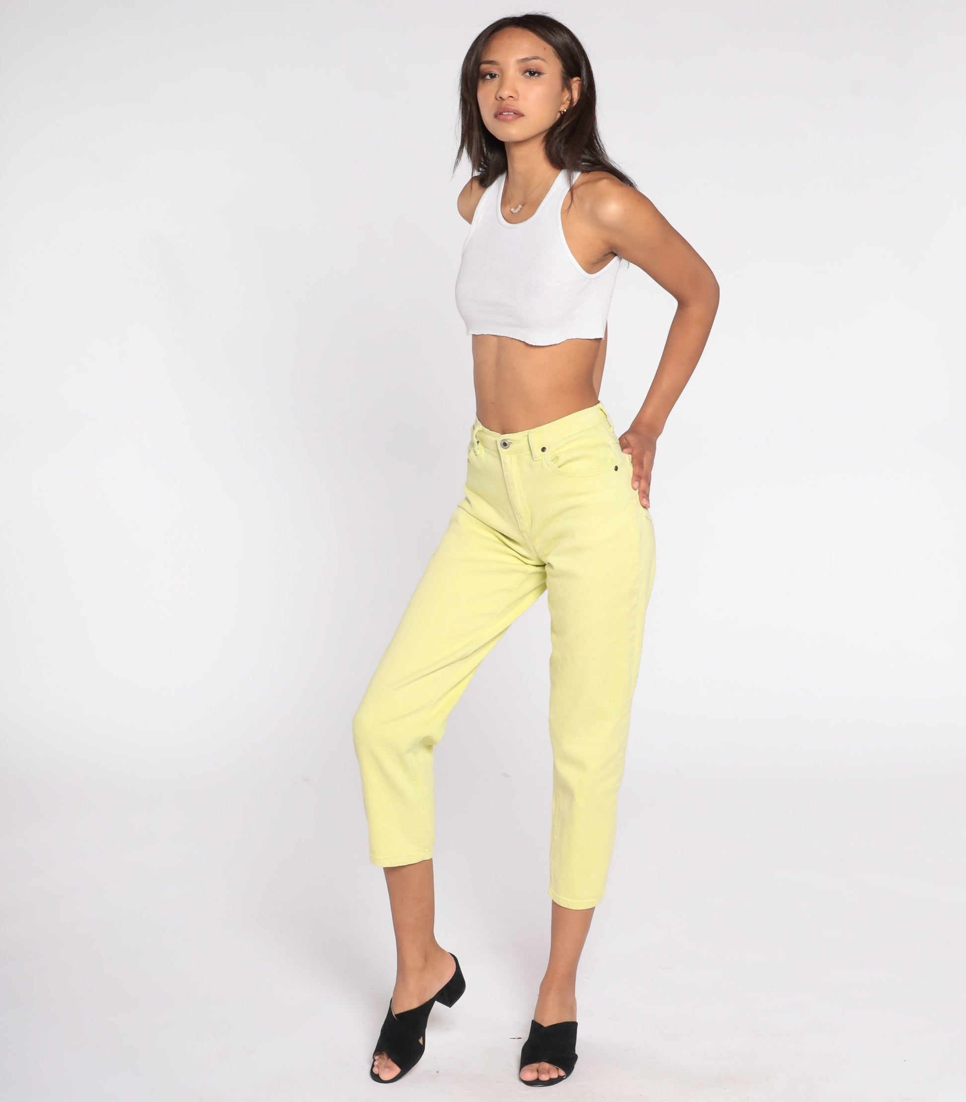 Y2K Coldwater Creek Lime Green High-Rise Skinny Jeans Petite 4