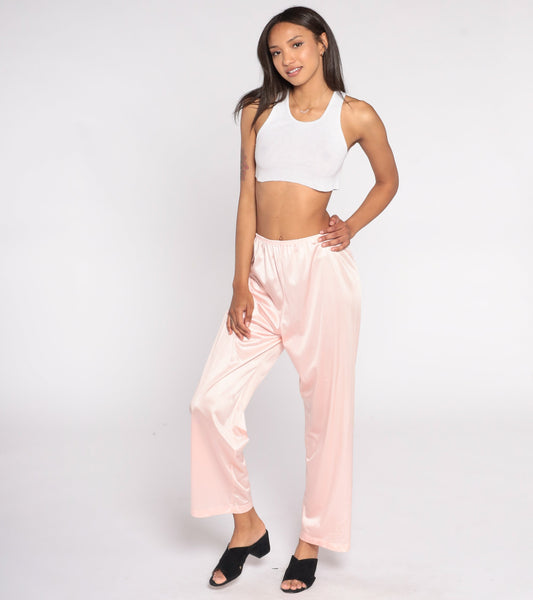 70s Vanity Fair Nylon Pajama Pants Baby Pink High Waisted Medium