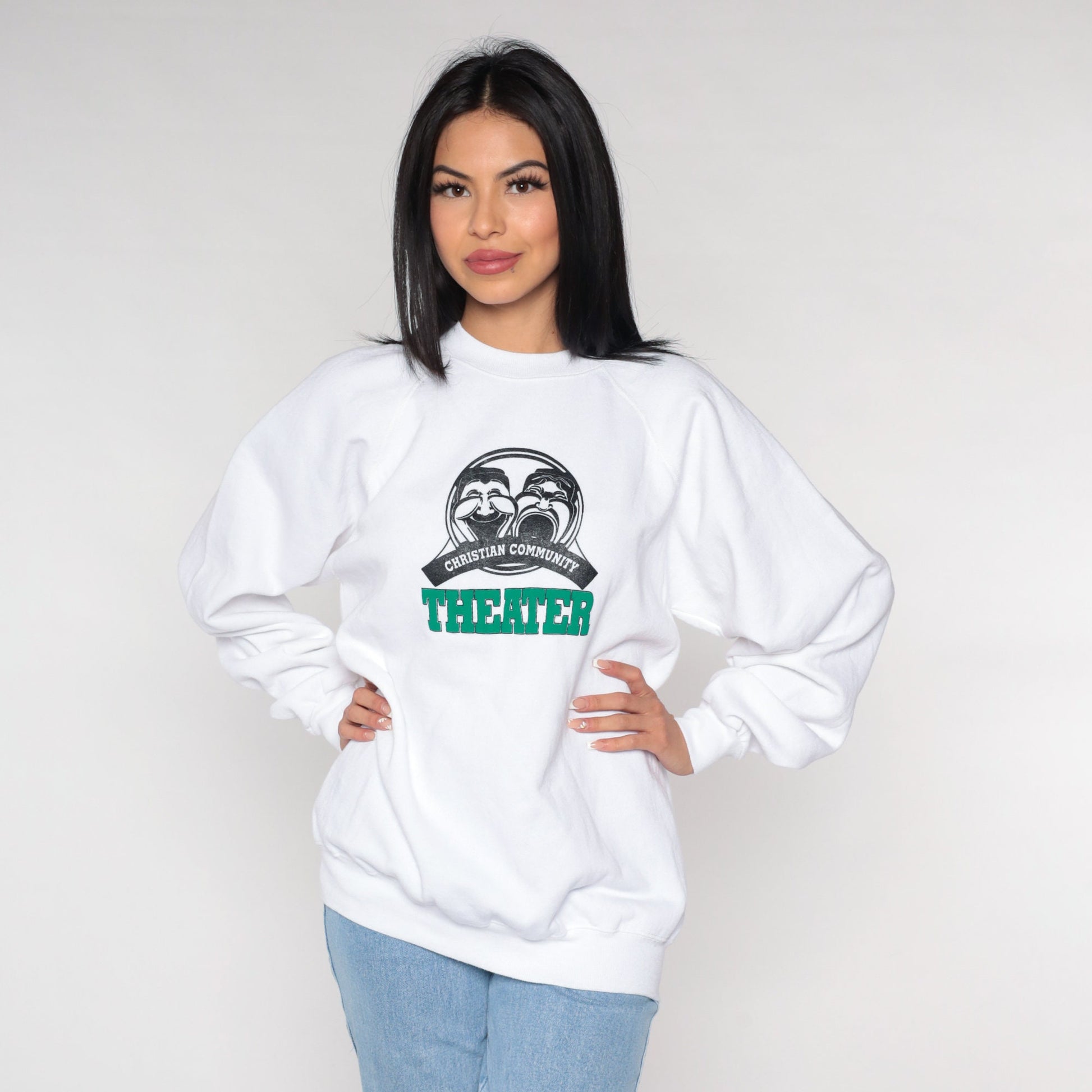 90s Christian Community Theater Sound of Music Sweatshirt White Raglan XL