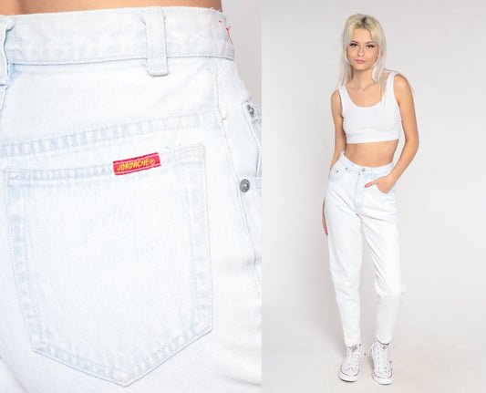 90s Jordache High Waisted Skinny Mom Jeans Pale Blue Denim Ankle Cutout Extra Small