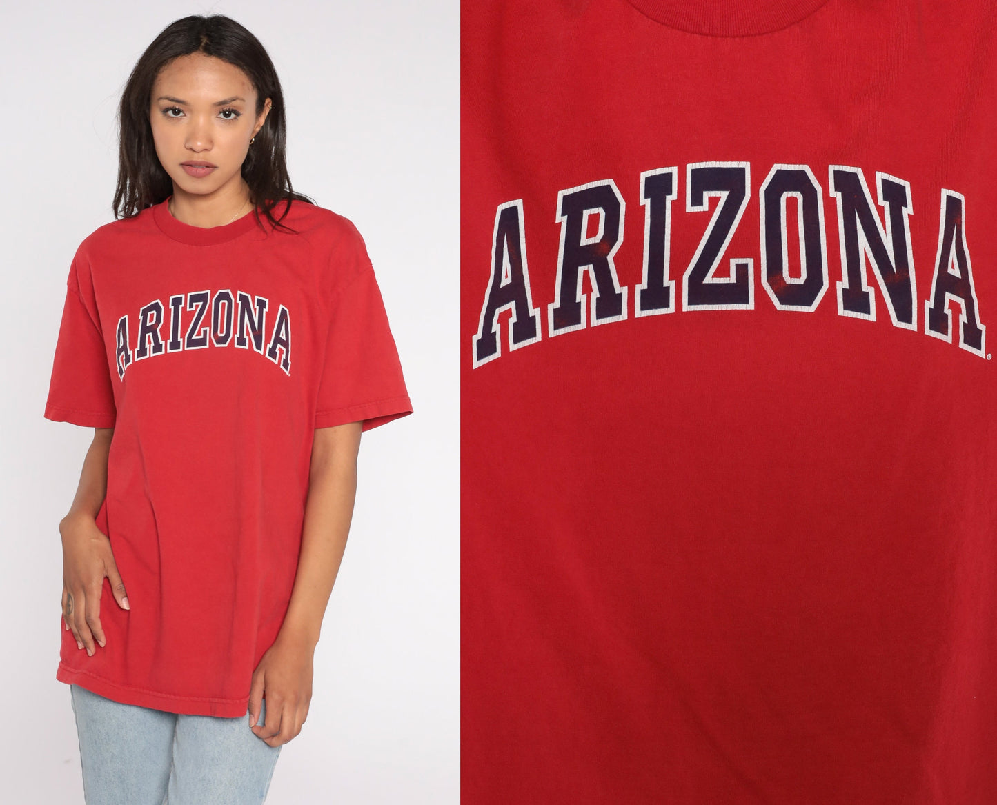 00s University of Arizona Graphic T-Shirt Red Cotton Tee Large