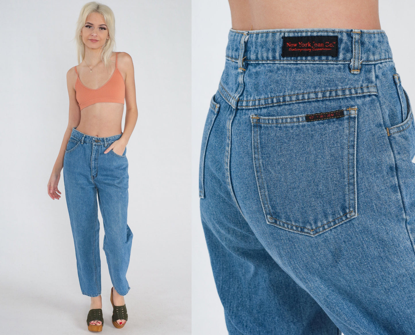 90s New York Jean Co High Waisted Straight Leg Jeans Blue Denim Small