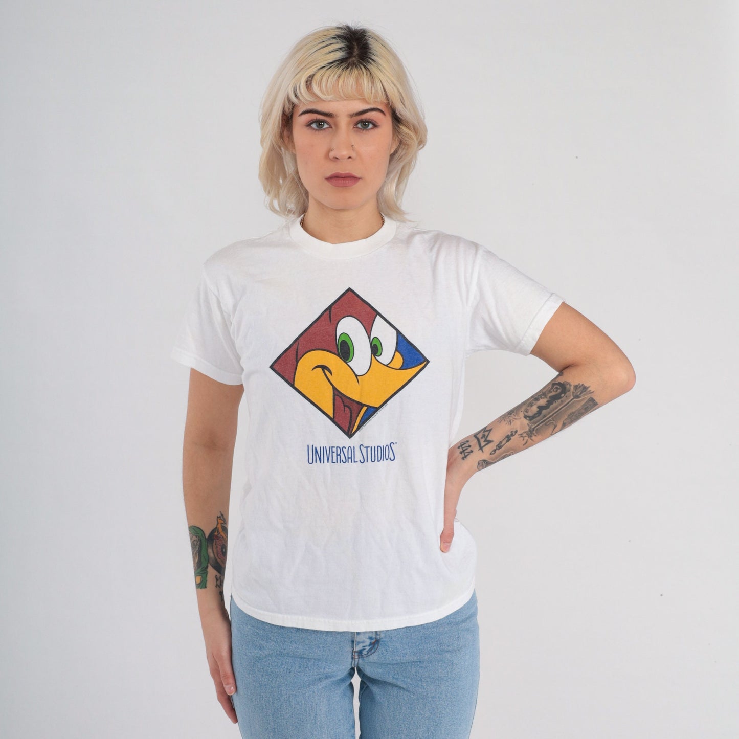 90s Woody Woodpecker Universal Studios Graphic T-Shirt White Extra Small XS