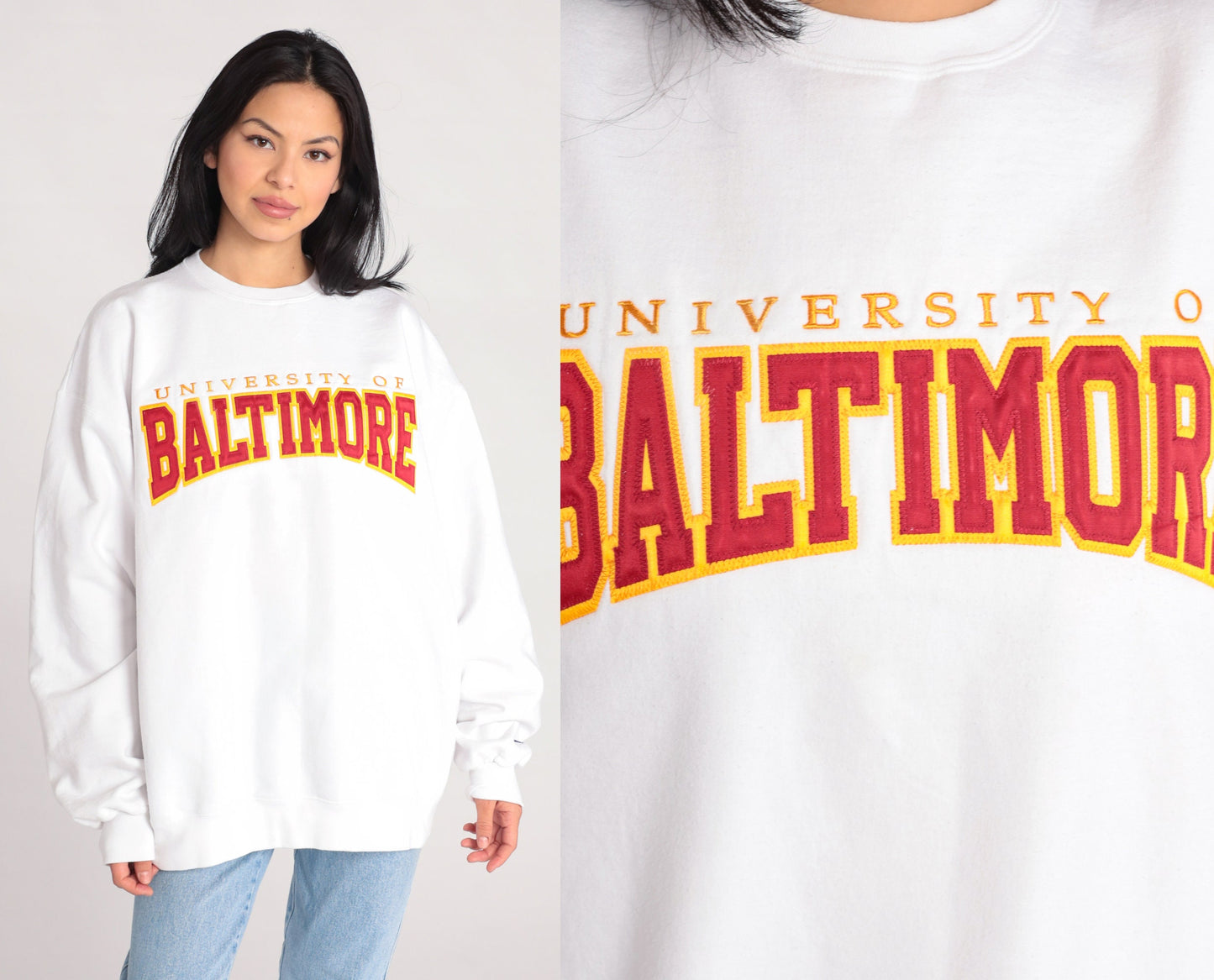 00s Champion University of Baltimore Sweatshirt White Graphic Crewneck Extra Large XXL