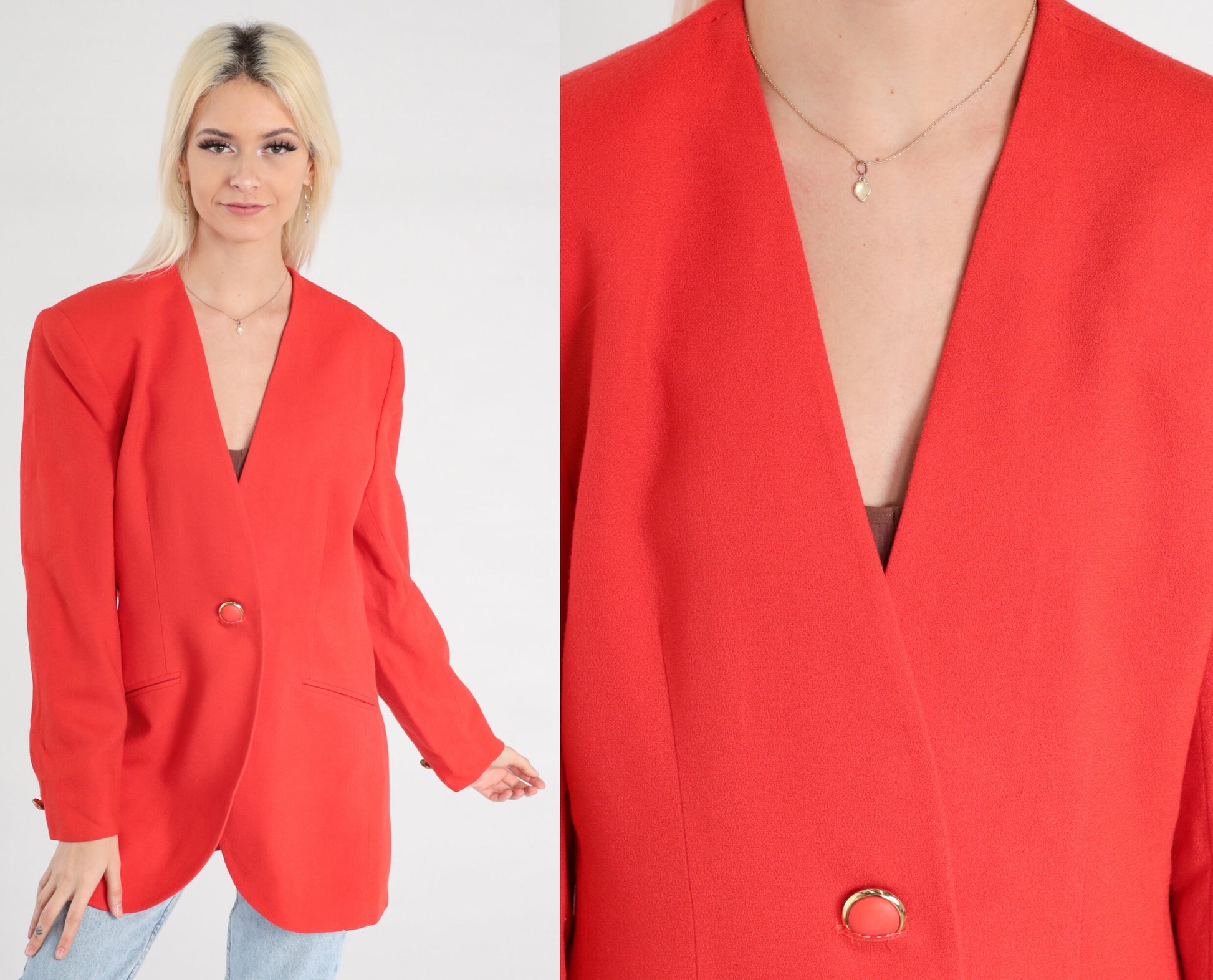 Christian Dior 90s Wool Blazer Red Button-Up Jacket Medium 10