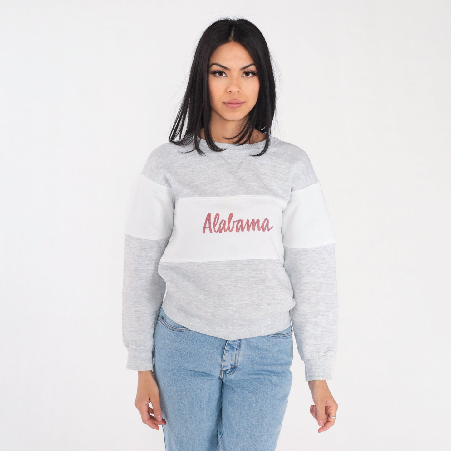 90s Alabama Crimson Tide Russell Athletic Sweatshirt Grey White Stripe Small