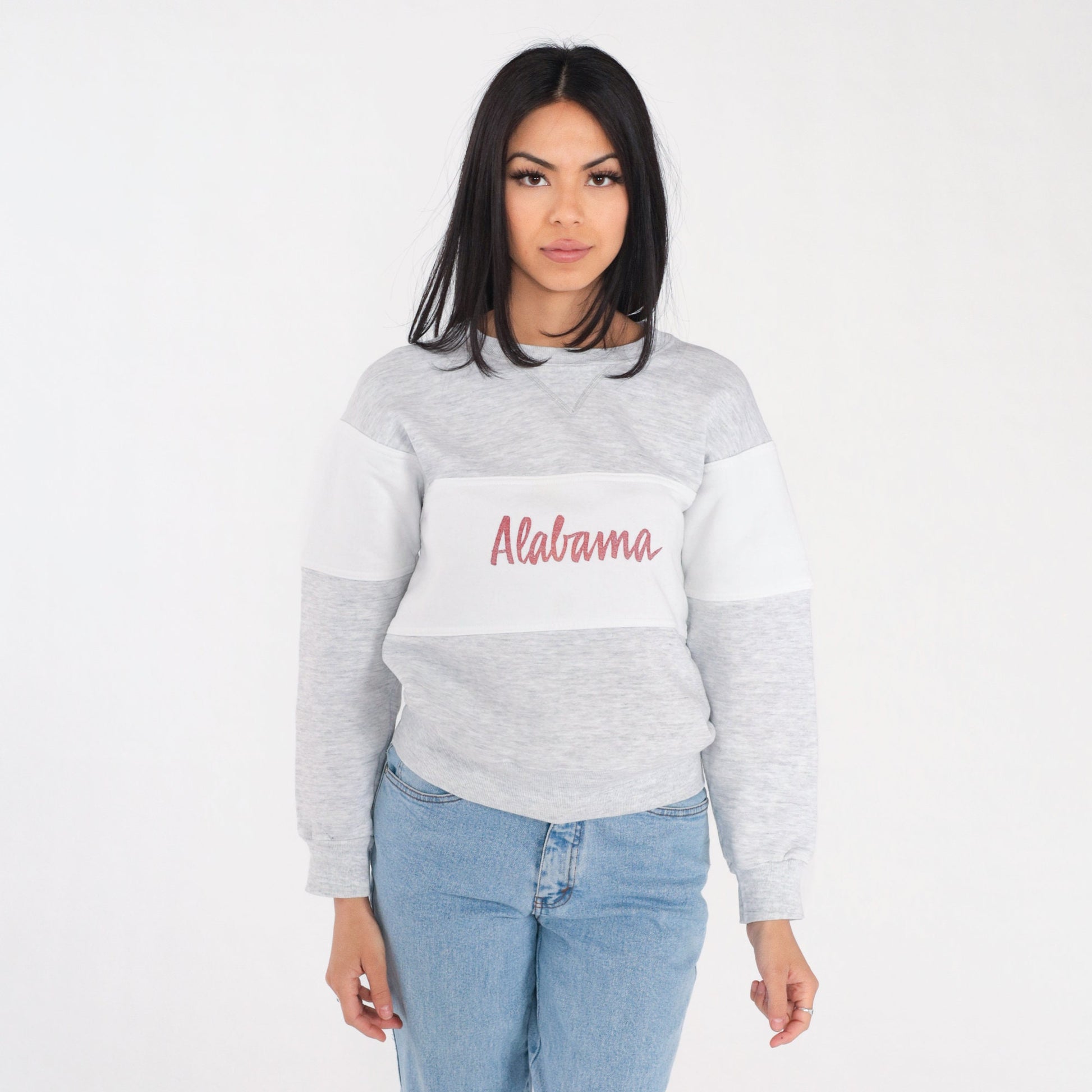 90s Alabama Crimson Tide Russell Athletic Sweatshirt Grey White Stripe Small