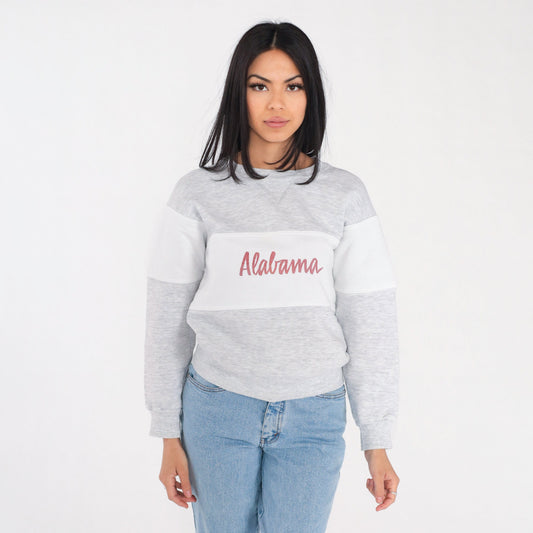 90s Alabama Crimson Tide Russell Athletic Sweatshirt Grey White Stripe Small
